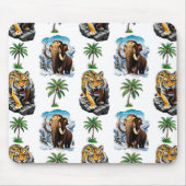 Ice Age Mammoth Sabertooth Tiger Pattern Design Muismat (Voorkant)