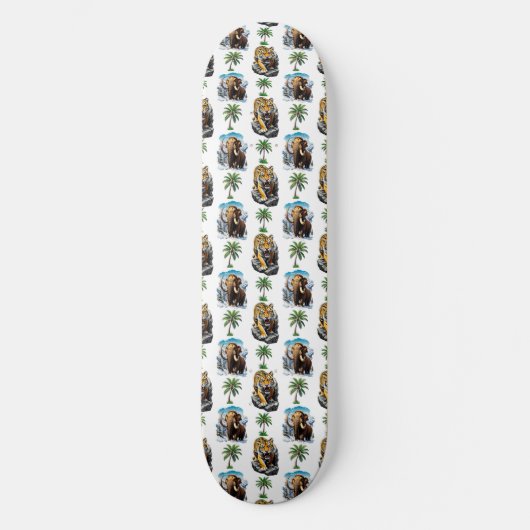 Ice Age Mammoth Sabertooth Tiger Pattern Design Persoonlijk Skateboard (Voorkant)