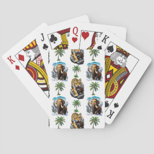Ice Age Mammoth Sabertooth Tiger Pattern Design Pokerkaarten