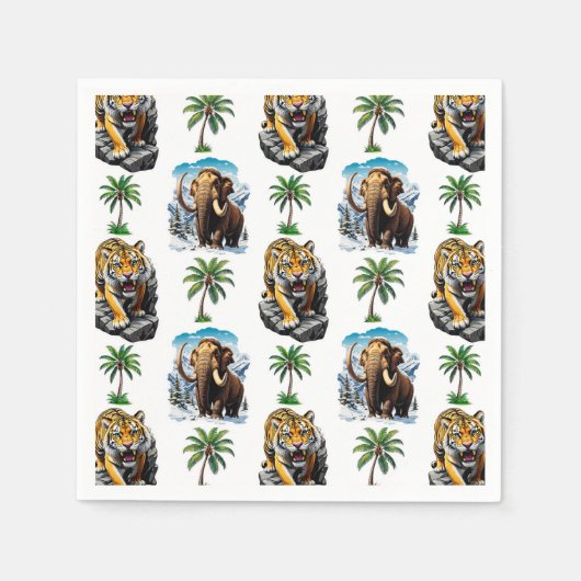 Ice Age Mammoth Sabertooth Tiger Pattern Design Servet (Voorkant)