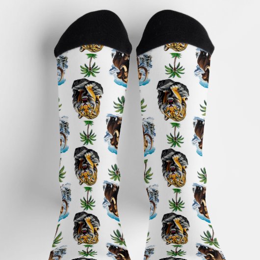 Ice Age Mammoth Sabertooth Tiger Pattern Design Sokken (Top)