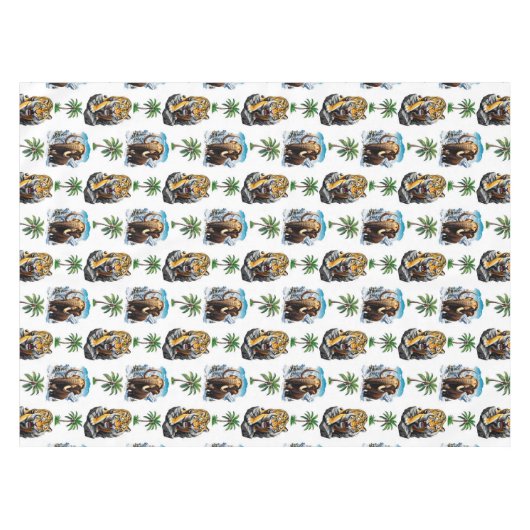 Ice Age Mammoth Sabertooth Tiger Pattern Design Tafelkleed (Voorkant (Horizontaal))
