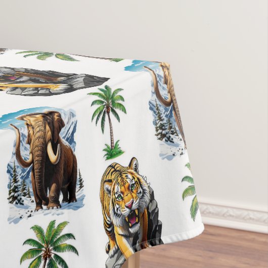 Ice Age Mammoth Sabertooth Tiger Pattern Design Tafelkleed (Voorbeeld)