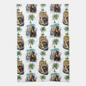 Ice Age Mammoth Sabertooth Tiger Pattern Design Theedoek (Verticaal)