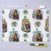 Ice Age Mammoth Sabertooth Tiger Pattern Design Tissuepapier (Craft)
