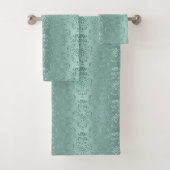 Ice Aqua  Damask Print Bad Handdoek (Insitu)
