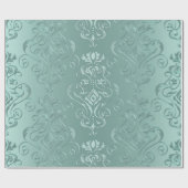 Ice Aqua  Damask Print Cadeaupapier (Vlak)