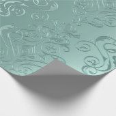 Ice Aqua  Damask Print Cadeaupapier (Hoek)