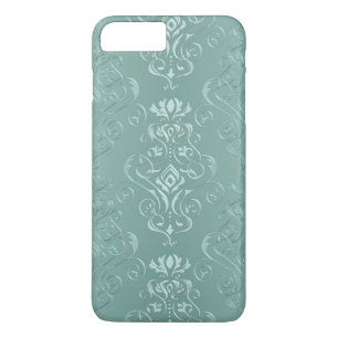 Ice Aqua Damask Print iPhone 8/7 Plus Hoesje