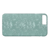 Ice Aqua Damask Print Case-Mate iPhone Case (Achterkant (Horizontaal))