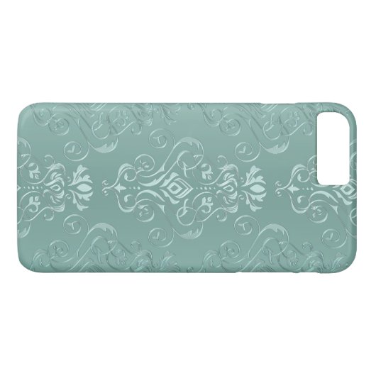 Ice Aqua  Damask Print Case-Mate iPhone Case (Achterkant (Horizontaal))