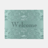 Ice Aqua  Damask Print Deurmat (Voorkant)