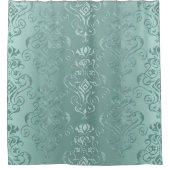 Ice Aqua  Damask Print Douchegordijn (Voorkant)
