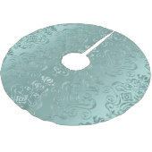 Ice Aqua  Damask Print Kerstboom Rok (Gekanteld)