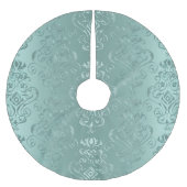 Ice Aqua  Damask Print Kerstboom Rok (Voorkant)