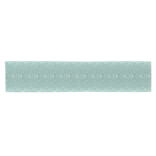 Ice Aqua  Damask Print Korte Tafelloper (Horizontaal)