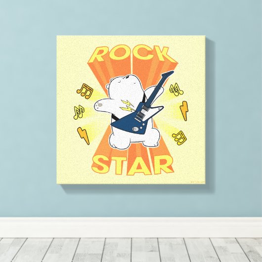 Ice Bear - Rock Star Canvas Afdruk (Insitu (Houten vloer))