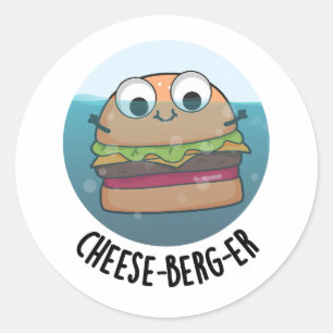 Ice-berg Funny Cheeseburger Pun Ronde Sticker