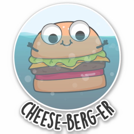Ice-berg Funny Cheeseburger Pun Sticker (Voorkant)