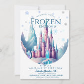 Ice Birthday Cartoon Castle 1e feest Kaart (Voorkant)