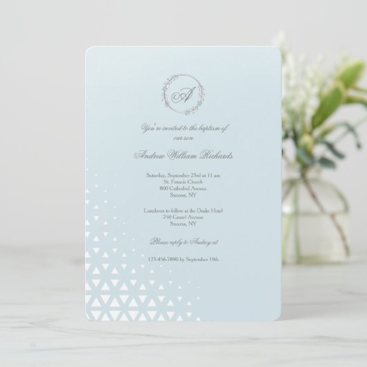 Ice Blue Baptism Invitation Kaart (Staand voorkant)