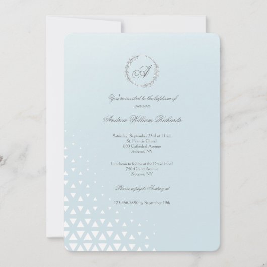 Ice Blue Baptism Invitation Kaart (Voorkant)