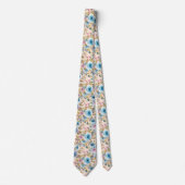 Ice Blue Blush Pink Floral Waterverf Rozen Stropdas (Voorkant)