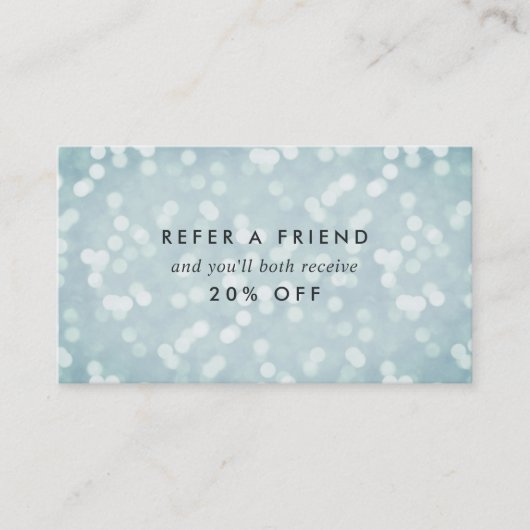 Ice Blue Bokeh Aanbevelingskaartje (Voorkant)