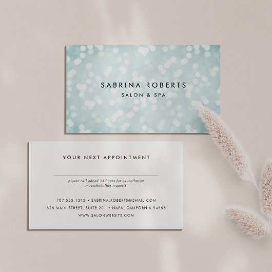 Ice Blue Bokeh Appointment Card Afsprakenkaartje