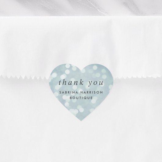 Ice Blue Bokeh | Gepersonaliseerde zakelijke dank  Hart Sticker