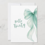 Ice Blue Bow 30th Birthday Invitation Kaart (Achterkant)