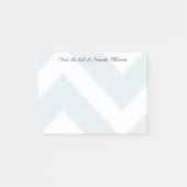 Ice Blue Chevron Stripes met aangepaste naam Post-it® Notes (Voorkant)