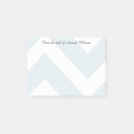 Ice Blue Chevron Stripes met aangepaste naam Post-it® Notes