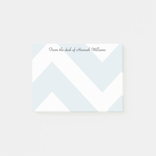 Ice Blue Chevron Stripes met aangepaste naam Post-it® Notes (Voorkant)
