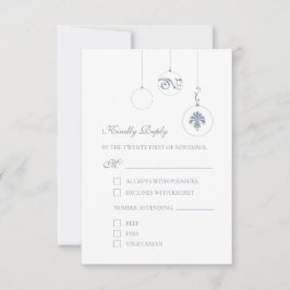 Ice Blue Christmas Bauble Ornamenten Winterbruilof RSVP Kaartje