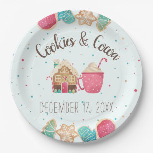 Ice Blue Cookie Exchange Kerst Waterverf Papieren Bordje