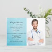 Ice Blue Cross Foto Afstuderen Uitnodiging (Staand voorkant)