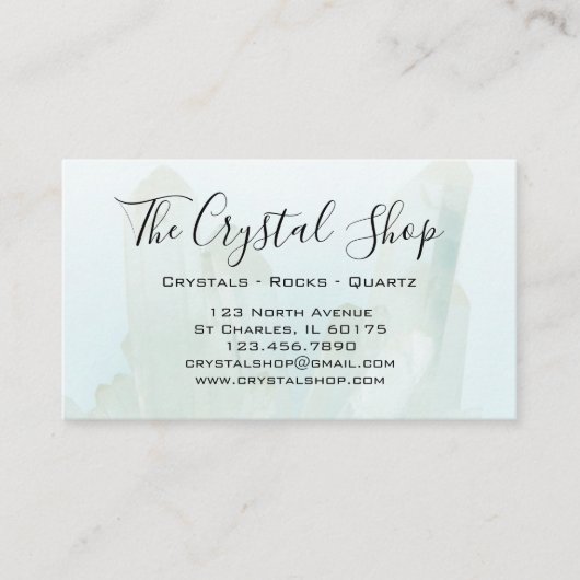 Ice Blue Crystal Rock Shop Visitekaartje (Voorkant)