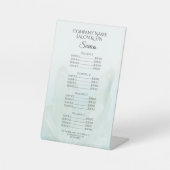 Ice Blue Crystals Spa Salon Services Menu Reclamebord Met Voetstuk (Voorkant)