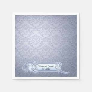 Ice Blue Damask Custom Wedding Napkins Servet