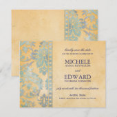  Ice Blue Damask Lace Save the Date (Voorkant / Achterkant)