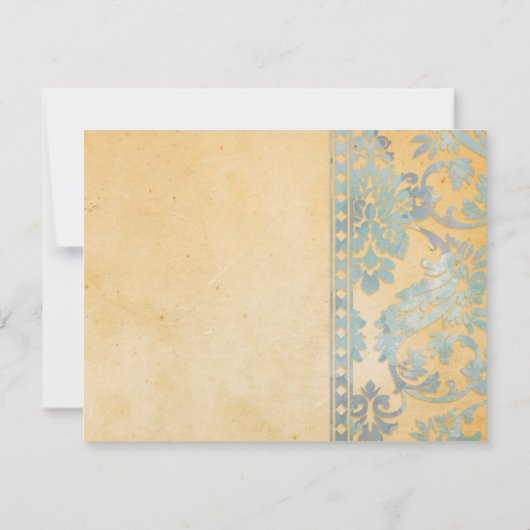 Ice Blue Damask Lace Save the Date (Achterkant)