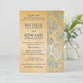  Ice Blue Damask Lace Wedding Kaart (Staand voorkant)