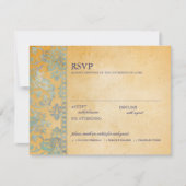  Ice Blue Damask Lace Wedding RSVP (Voorkant)