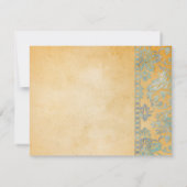  Ice Blue Damask Lace Wedding RSVP (Achterkant)