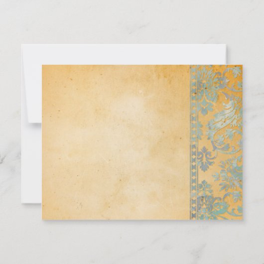  Ice Blue Damask Lace Wedding RSVP (Achterkant)