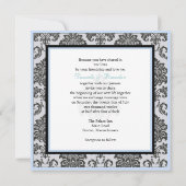 Ice Blue Damask Monogram Wedding Invitation Kaart (Achterkant)