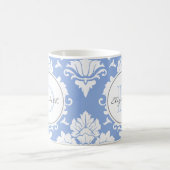 Ice Blue  Damask Monogrammed Mok (Center)