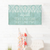 Ice Blue  Damask Patroon - Grungy Finish Spandoek (Insitu)