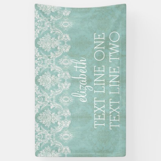 Ice Blue Damask Patroon - Grungy Finish Spandoek (Verticaal)